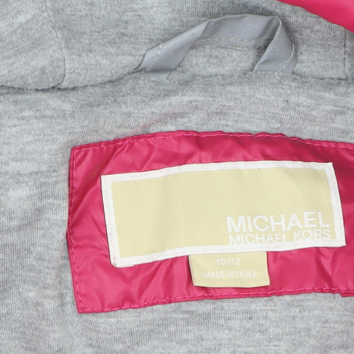 Michael Kors Women’s Pink Puffer Hooded Jacket Size 10 Winter Warm