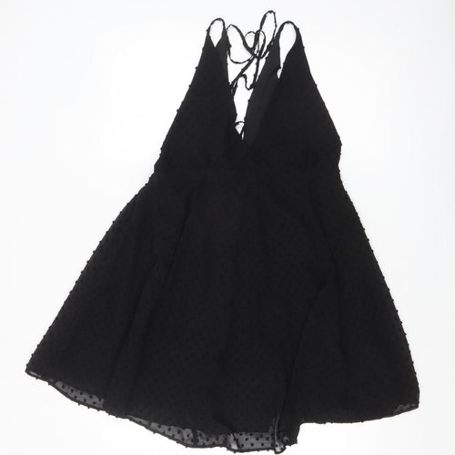 ASOS Women’s Black Size 10 Sleeveless V-Neck Short Slip Dress
