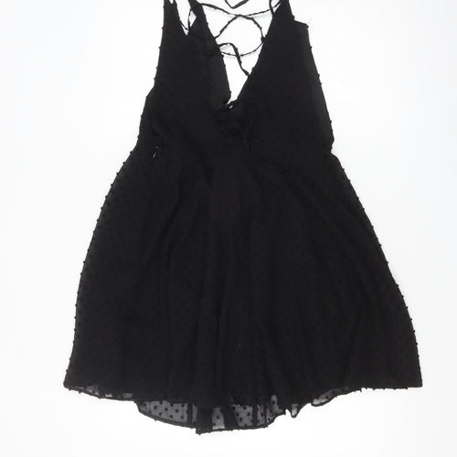 ASOS Women’s Black Size 10 Sleeveless V-Neck Short Slip Dress