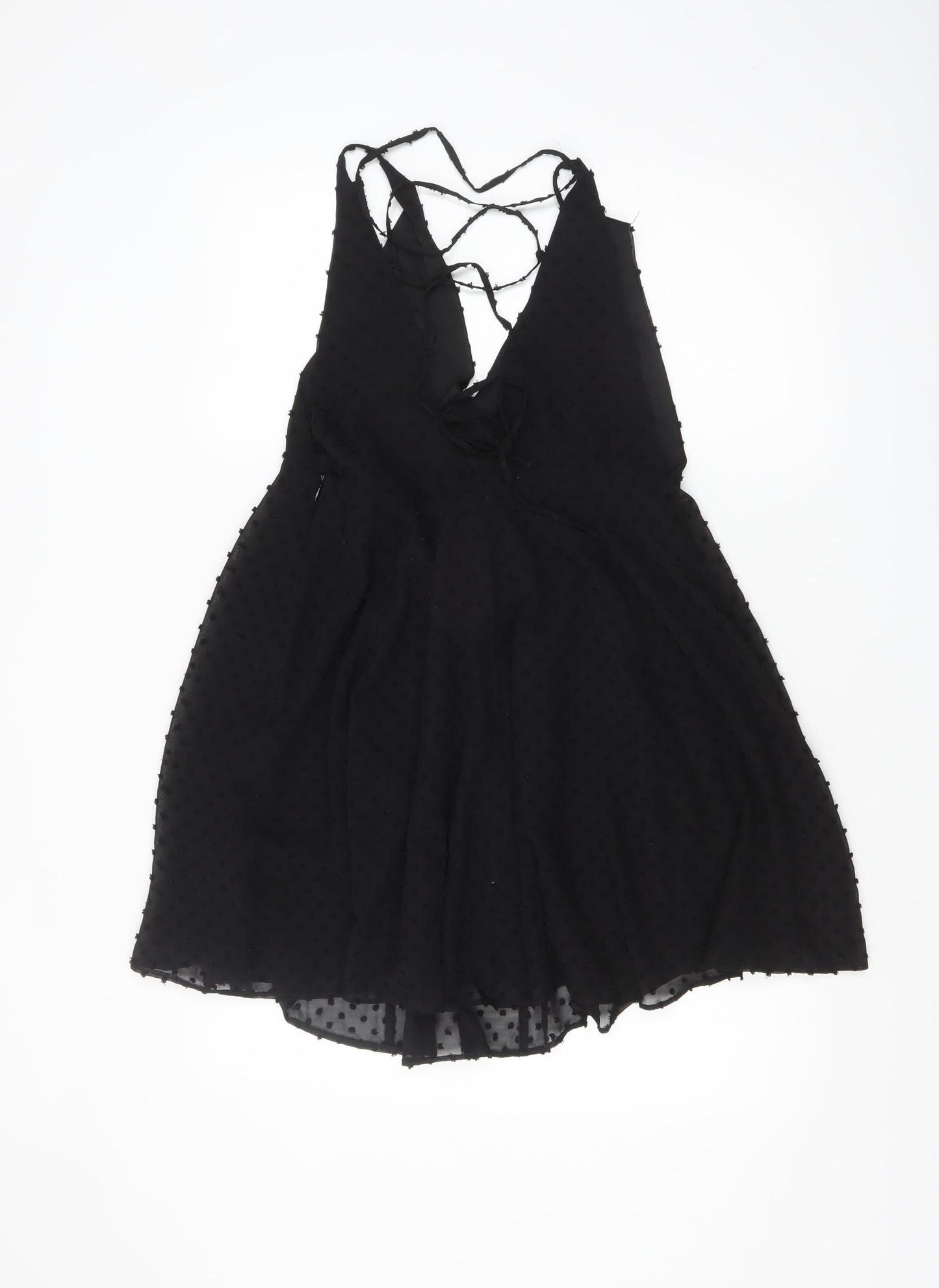 ASOS Women’s Black Size 10 Sleeveless V-Neck Short Slip Dress