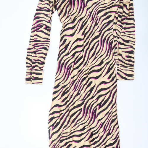 ASOS Women’s Multicoloured Animal Print Midi Bodycon Dress Size 10
