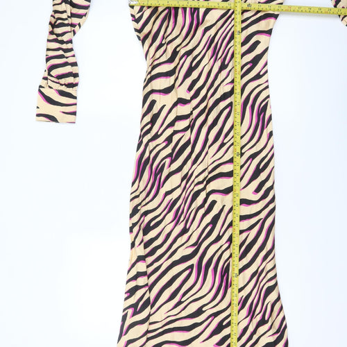 ASOS Women’s Multicoloured Animal Print Midi Bodycon Dress Size 10