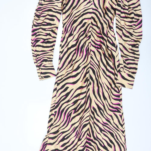 ASOS Women’s Multicoloured Animal Print Midi Bodycon Dress Size 10