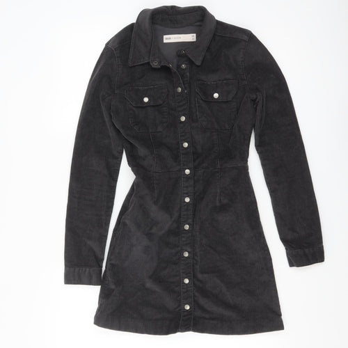 ASOS Women’s Black Corduroy Long Sleeve Shirt Dress Size 2