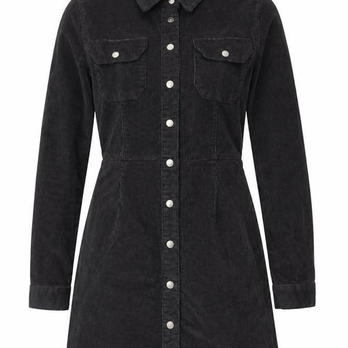 ASOS Women’s Black Corduroy Long Sleeve Shirt Dress Size 2