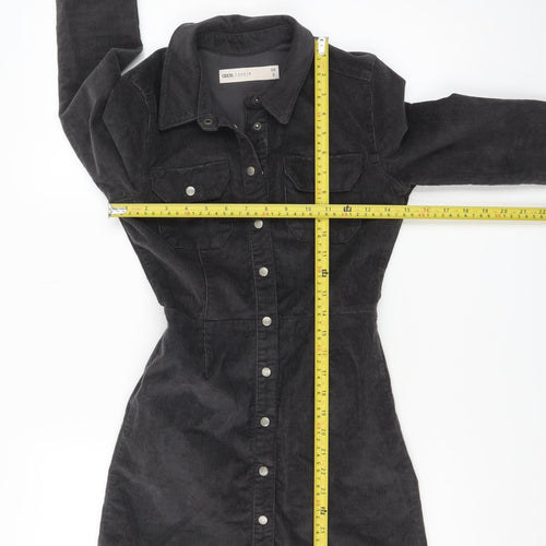ASOS Women’s Black Corduroy Long Sleeve Shirt Dress Size 2