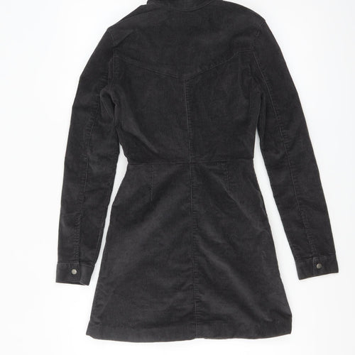 ASOS Women’s Black Corduroy Long Sleeve Shirt Dress Size 2
