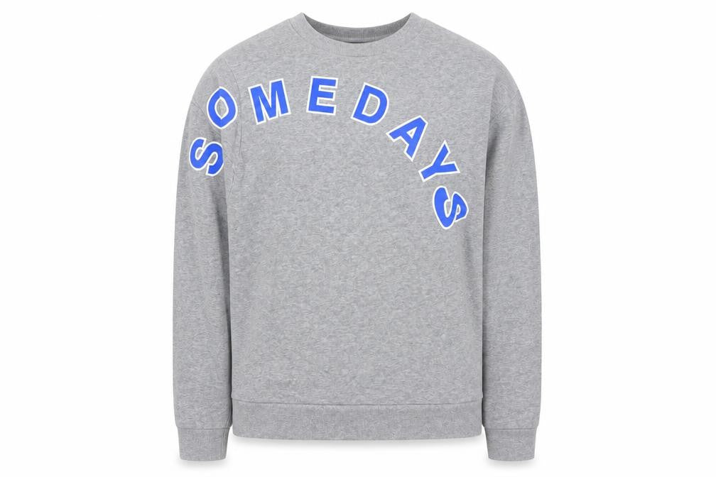 Front view of Collusion Men’s Grey 'Somedays' Graphic Pullover Sweatshirt XS