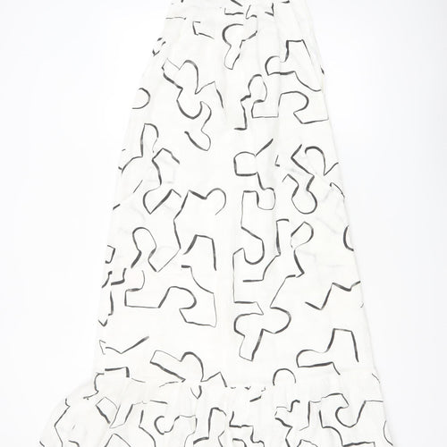 ASOS Women’s White Geometric Midi Slip Dress Size 6