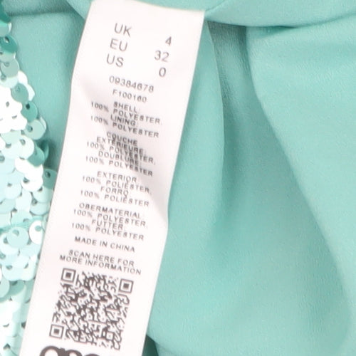 ASOS Women Green Sequin Slip Dress Size 4 Party Backless