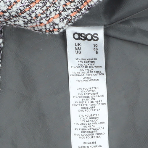 ASOS Women’s Multicoloured Tweed Mid-Length Overcoat UK 10