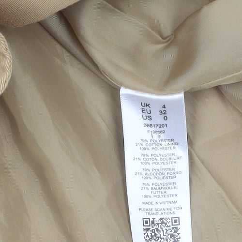ASOS Women's Beige Trench Coat Size 4 Belted Classic Mid-Length
