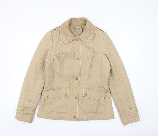 Wallis Womens Beige Quilted Mid-Length Jacket Size 12