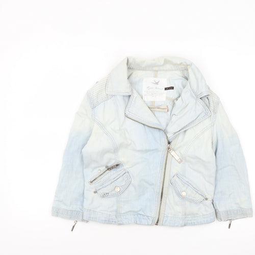 River Island Womens Blue Denim Biker Jacket Size 8