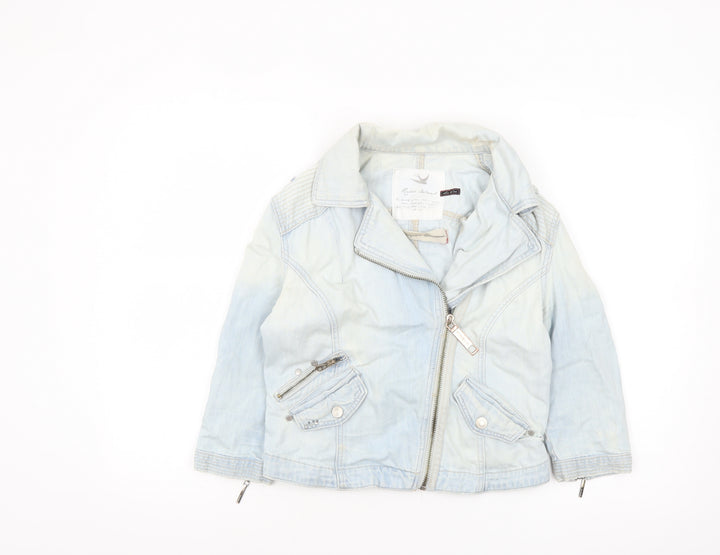 River Island Womens Blue Denim Biker Jacket Size 8