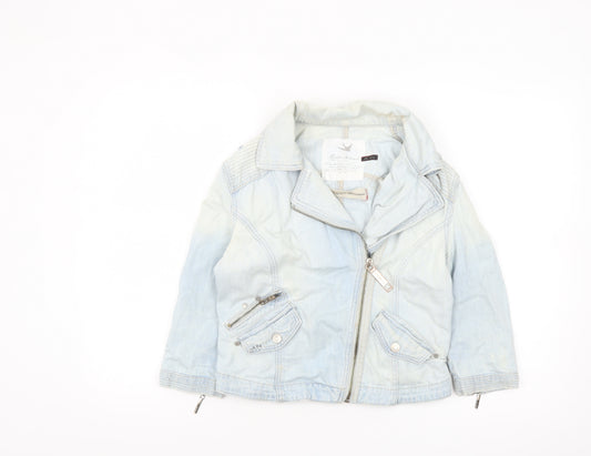 River Island Womens Blue Denim Biker Jacket Size 8