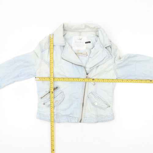 River Island Womens Blue Denim Biker Jacket Size 8