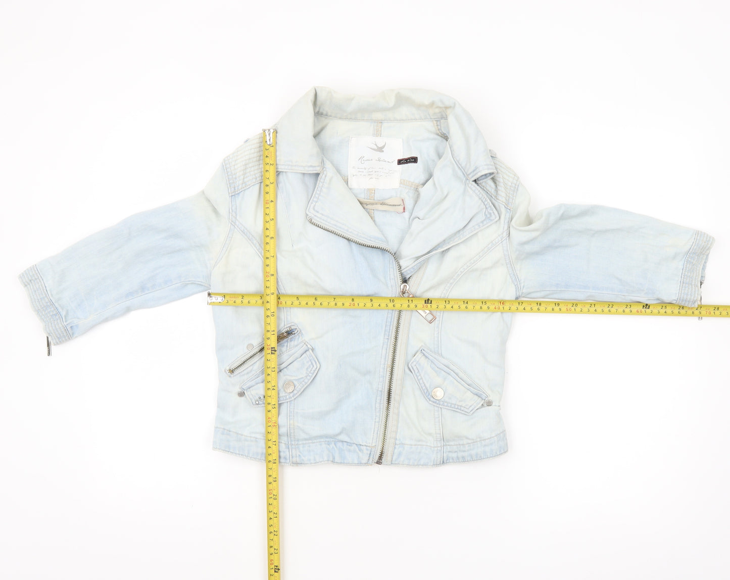 River Island Womens Blue Denim Biker Jacket Size 8