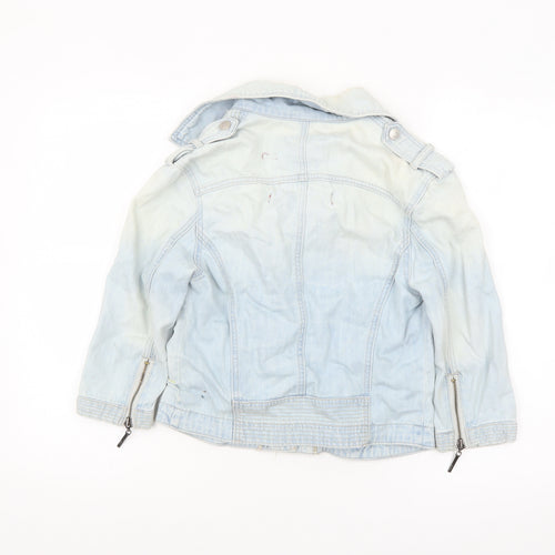 River Island Womens Blue Denim Biker Jacket Size 8