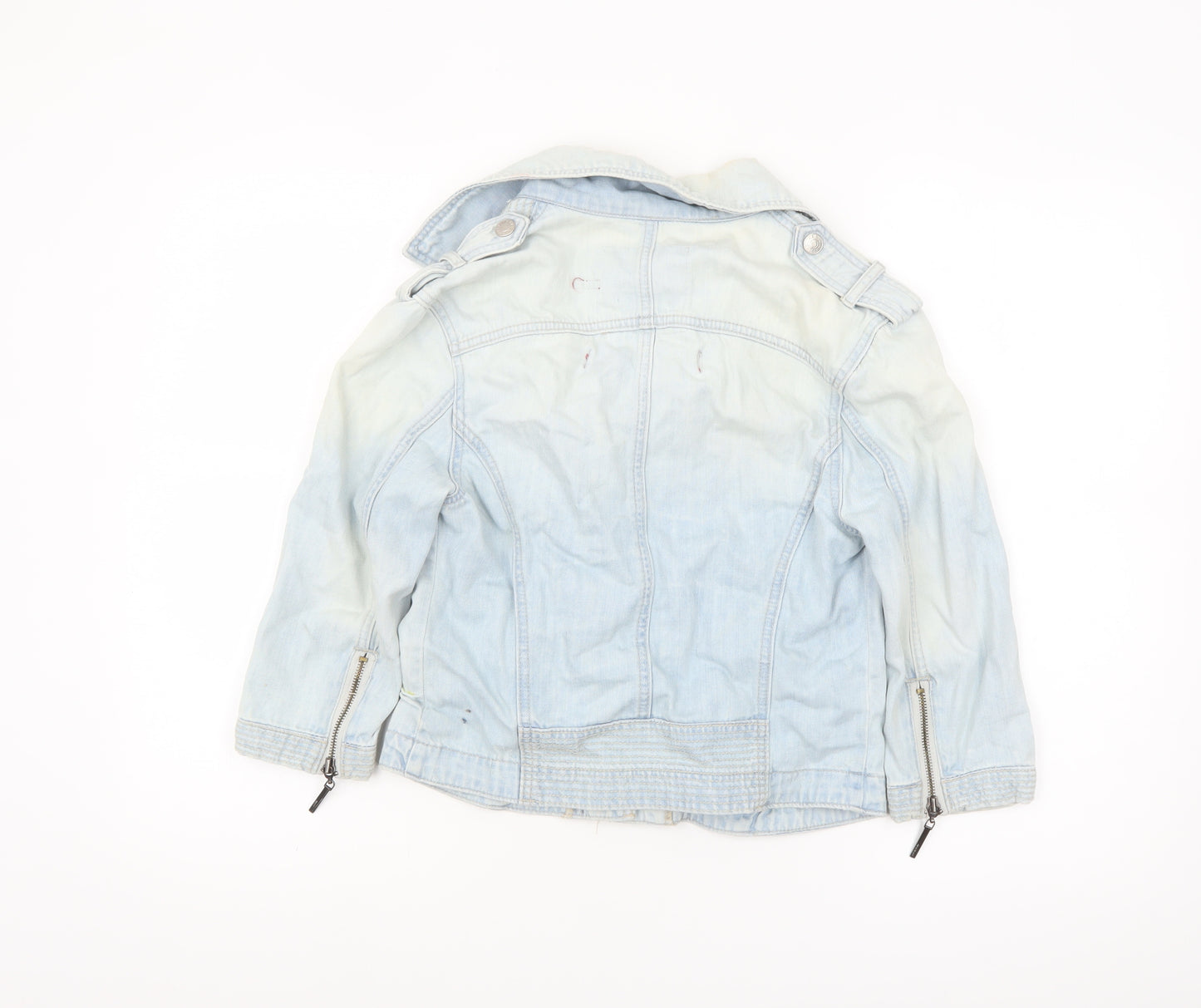 River Island Womens Blue Denim Biker Jacket Size 8