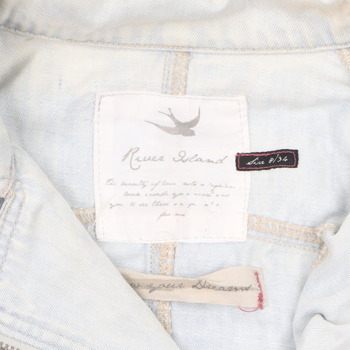 River Island Womens Blue Denim Biker Jacket Size 8