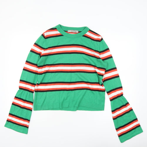 ASOS Womens Multicoloured Striped Jumper Size 6 Bell Sleeve Knit