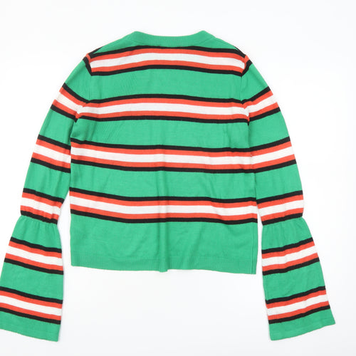 ASOS Womens Multicoloured Striped Jumper Size 6 Bell Sleeve Knit