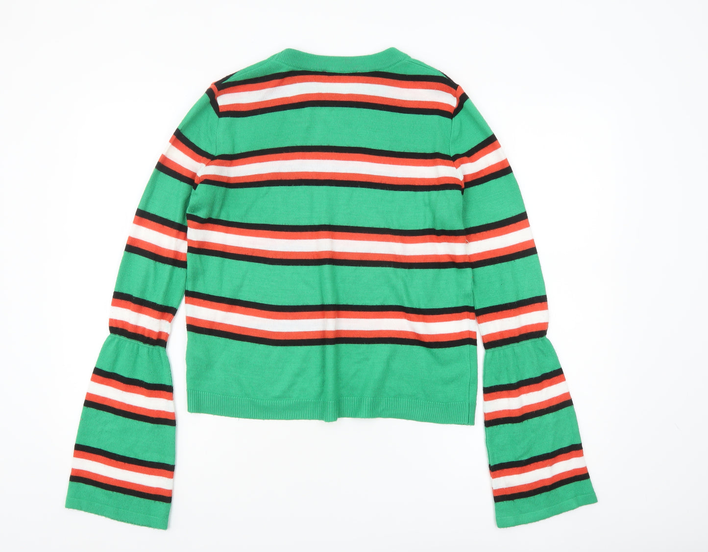 ASOS Womens Multicoloured Striped Jumper Size 6 Bell Sleeve Knit