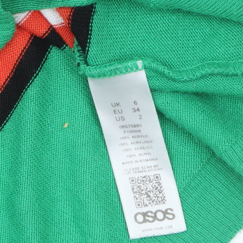 ASOS Womens Multicoloured Striped Jumper Size 6 Bell Sleeve Knit