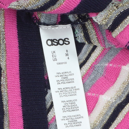 ASOS Women’s Multicoloured Stripe Long Sleeve Crew Neck Knit Jumper Size 8