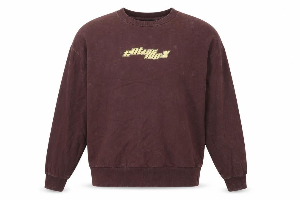 Front view of Collusion Men's Brown Cotton Crew Neck Sweatshirt L Graphic Print