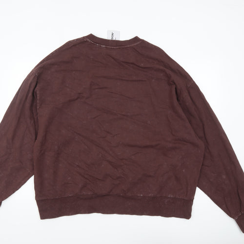 Collusion Men's Brown Cotton Crew Neck Sweatshirt L Graphic Print