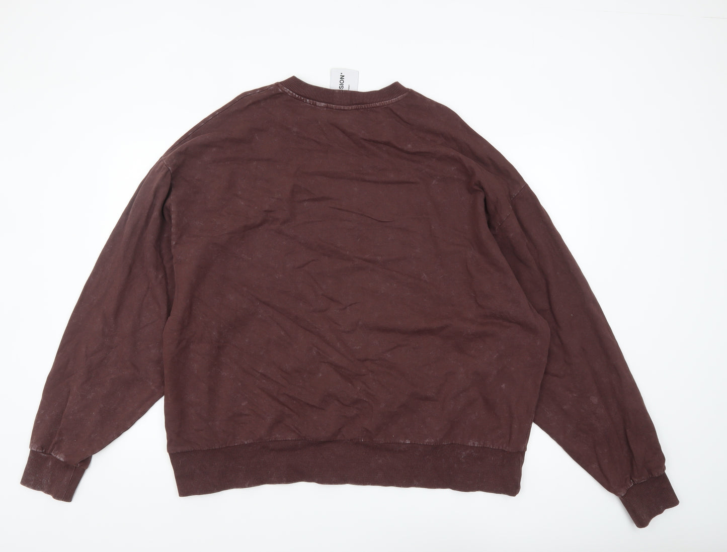 Collusion Men's Brown Cotton Crew Neck Sweatshirt L Graphic Print