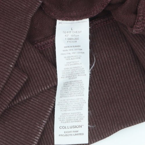 Collusion Men's Brown Cotton Crew Neck Sweatshirt L Graphic Print