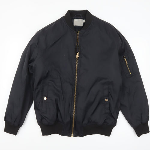 ASOS Men’s Black Bomber Jacket Size 36 Regular Zip Pockets Lined