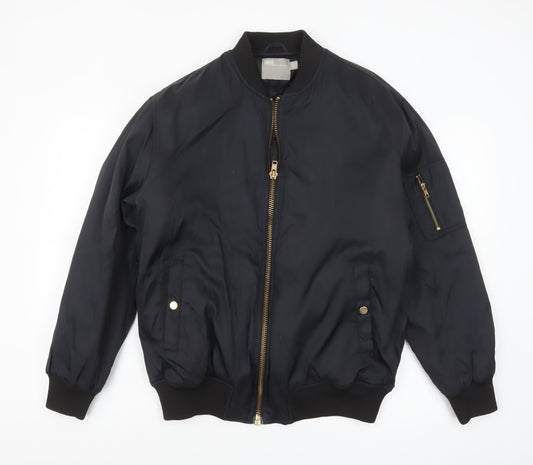 ASOS Men’s Black Bomber Jacket Size 36 Regular Zip Pockets Lined