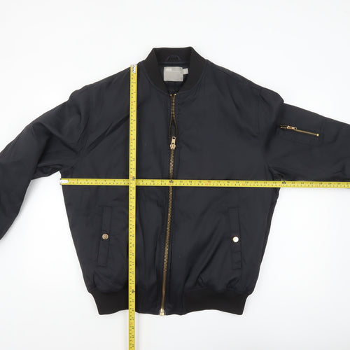 ASOS Men’s Black Bomber Jacket Size 36 Regular Zip Pockets Lined