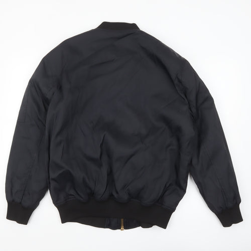 ASOS Men’s Black Bomber Jacket Size 36 Regular Zip Pockets Lined