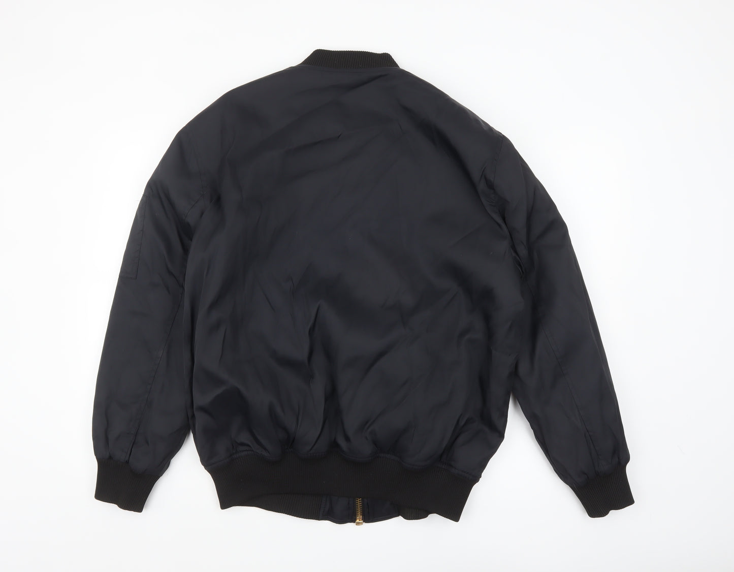 ASOS Men’s Black Bomber Jacket Size 36 Regular Zip Pockets Lined