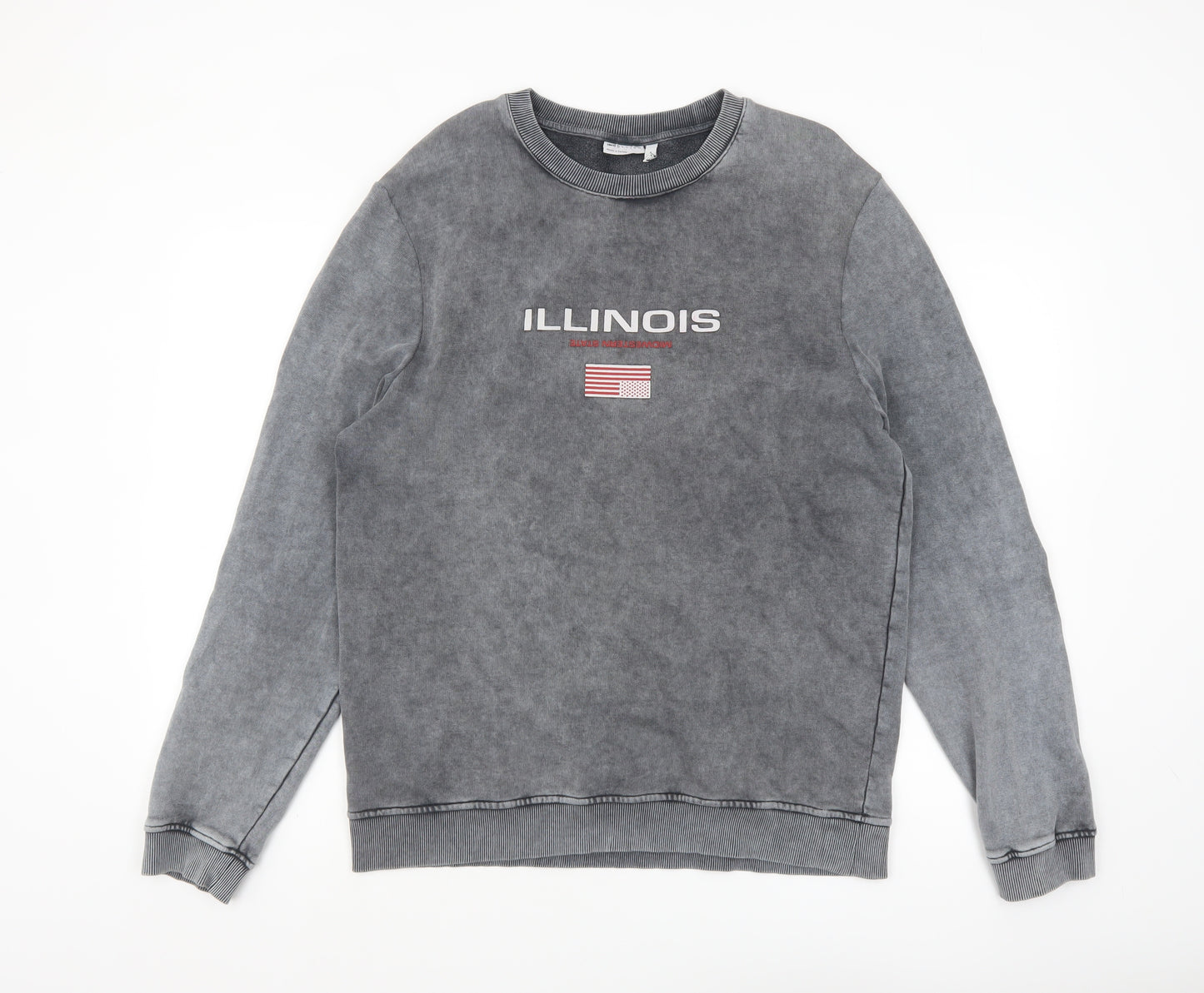 ASOS DESIGN Men's Grey Illinois USA Logo Crew Neck Sweatshirt M