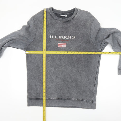ASOS DESIGN Men's Grey Illinois USA Logo Crew Neck Sweatshirt M