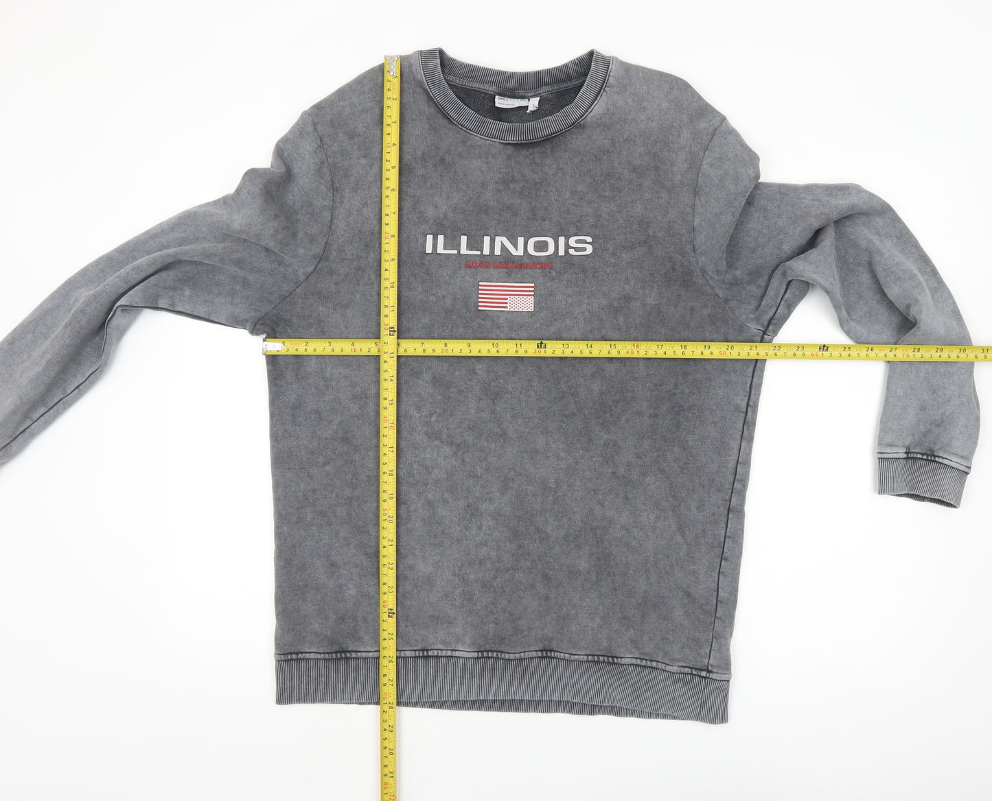 ASOS DESIGN Men's Grey Illinois USA Logo Crew Neck Sweatshirt M