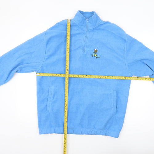 ASOS DESIGN Men's Blue Fleece 1/4 Zip Sweatshirt Size L Regular Fit