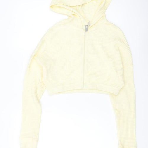 ASOS Women Yellow Crop Full Zip Hoodie UK 6 Lightweight Casual