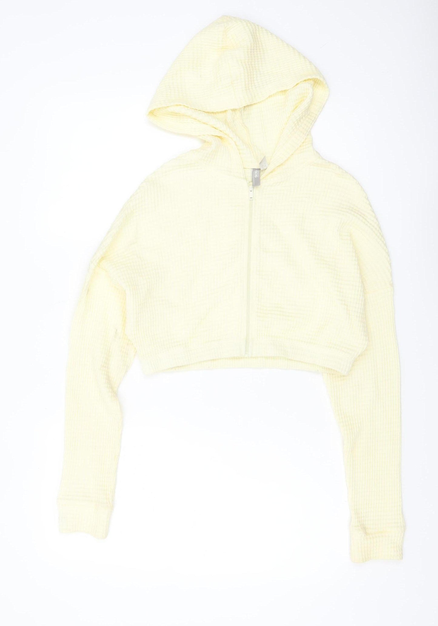 ASOS Women Yellow Crop Full Zip Hoodie UK 6 Lightweight Casual