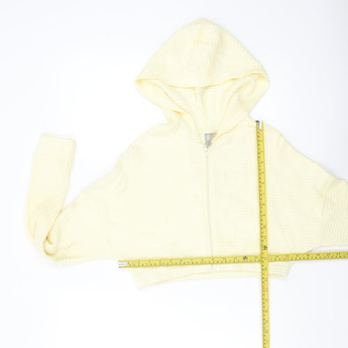 ASOS Women Yellow Crop Full Zip Hoodie UK 6 Lightweight Casual