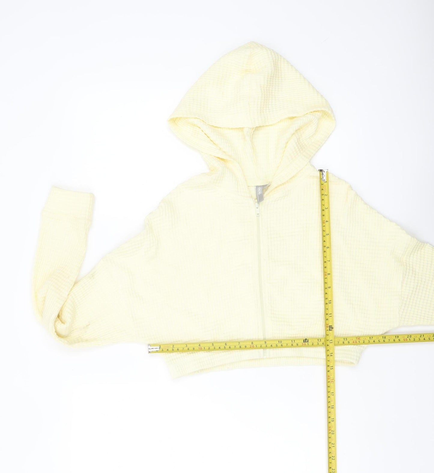 ASOS Women Yellow Crop Full Zip Hoodie UK 6 Lightweight Casual