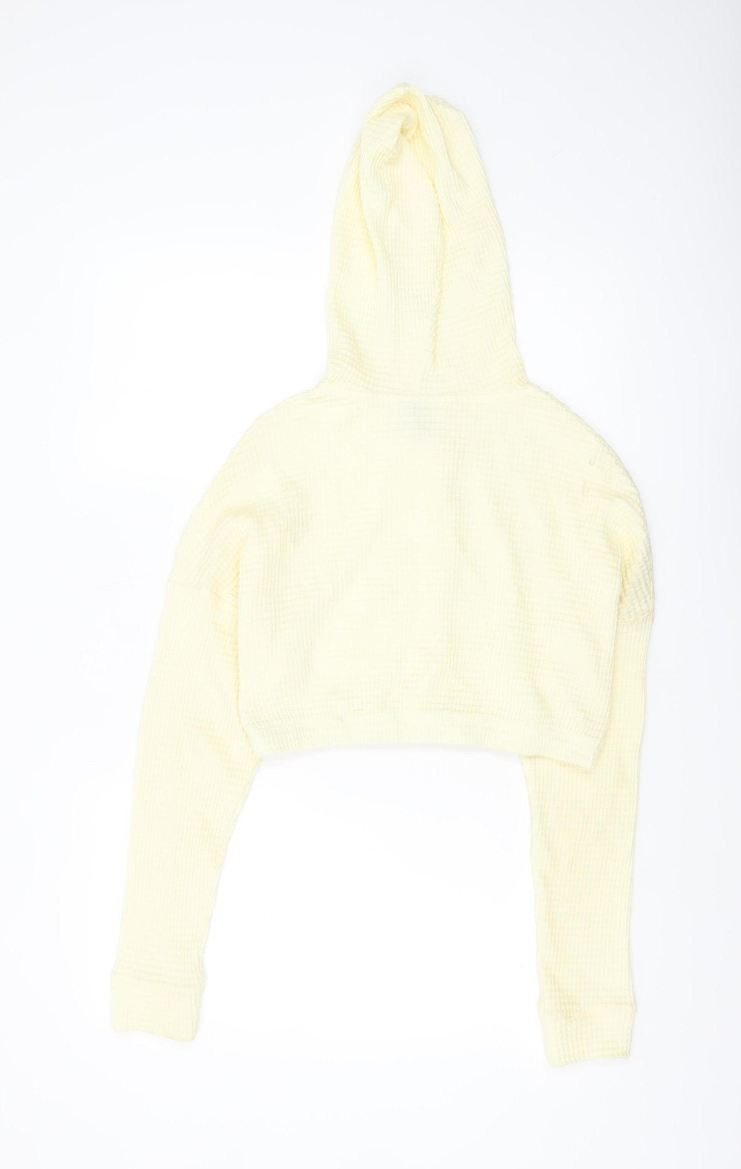 ASOS Women Yellow Crop Full Zip Hoodie UK 6 Lightweight Casual