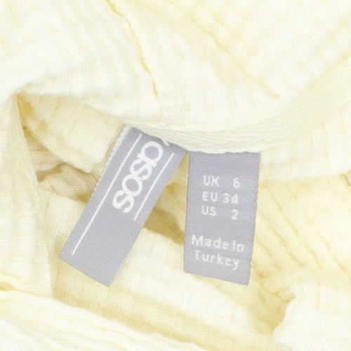 ASOS Women Yellow Crop Full Zip Hoodie UK 6 Lightweight Casual