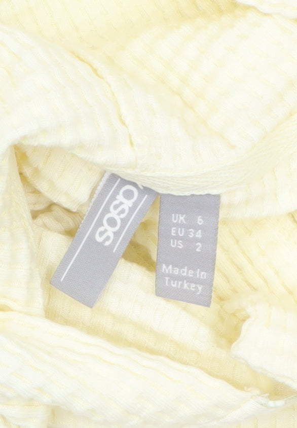 ASOS Women Yellow Crop Full Zip Hoodie UK 6 Lightweight Casual